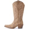 Cowboy Boots For Women Western Cowgirl Boots with Chunky Heel Mid Calf Snip Toe Ideal for low insteps