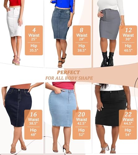 41vVWqNPEuL.jpg Womens Stretch Pencil Skirts with Functional Pockets, A Line & Destructed Mini Denim Skirts
