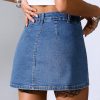 Jean Skorts for Woman High Waisted Stretchy Denim Skirt with Shorts Mini Skirt with Pockets