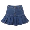 Women's Pleated Jean Skirt Casual A-Line Ruffle Y2K Mini Denim Skirt