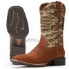 Cowboy Boots For Men - Mens Square Toe Western Boot With Flag,Oil/Slip Resistant,Durable Fashionable Classic Pull on 10 Inch
