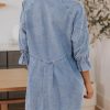 41ys3PlUJaL.jpg Womens Smocked 3 4 Sleeve Button Down Denim Jeans Dresses