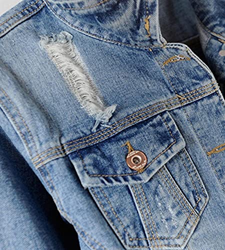 Womens Denim Jackets Distressed Ripped Long Sleeve Jean Jacket Coats