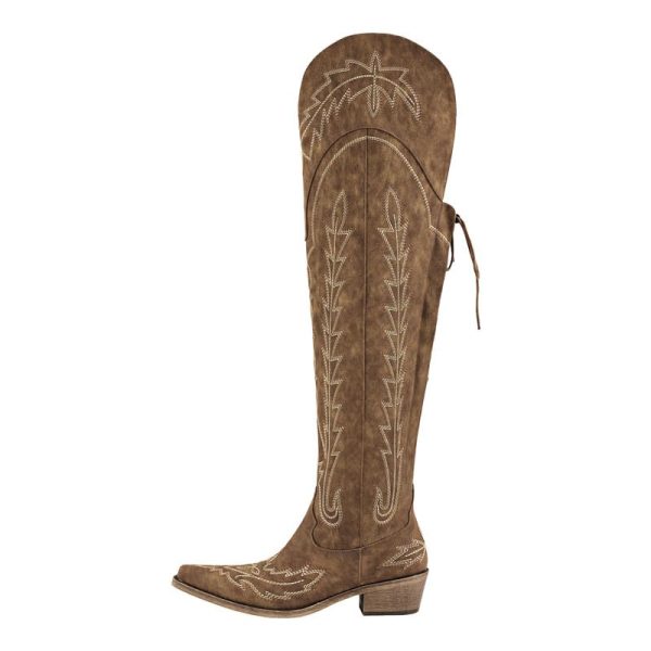 Cowgirl Boots Thigh High Wide Calf Embroidered Western Cowboy Boots