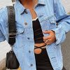 Women's Oversized Vintage Denim Jacket Long Sleeve Boyfriend Coat