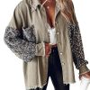 Womens Denim Jacket 2025 Sequin Patchwork Long Sleeve Jackets Top Button Front Oversized Denim Shacket