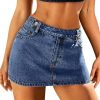 512RxDgYXaL.jpg Mini Denim Skirt Women Stretch Jean Skirt High Waisted Casual Short Jean Skirt 5 Pockets with Bows Y2K