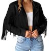 Women's Fringe Faux Suede Leather Jackets Fall Fashion 2025 Tassel Motorcycle Cropped Coats