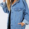 Women's Oversized Vintage Denim Jacket Long Sleeve Boyfriend Coat