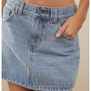 Women's Casual Jean Skirt Mid Waist Zipper Up Mini Denim Skirts