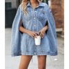 Denim Jacket for Women Poncho Cape Style Jean Jackets Loose Outerwear