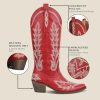 Cowboy Boots for Women Cowgirl Boots Knee High Western Boots w/Classic Embroidered Pointed Toe Slip-On Chunky Heel Pull On Retro
