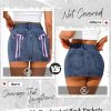 51JKisFT5fL.jpg Mini Denim Skirt Women Stretch Jean Skirt High Waisted Casual Short Jean Skirt 5 Pockets with Bows Y2K