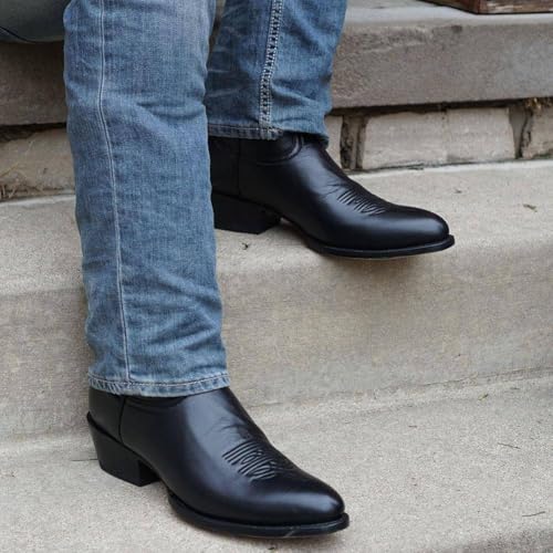 51LCV1oH1JL.jpg Mens Classic Round Toe Cowboy Boots H7001