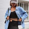 Women's Oversized Vintage Denim Jacket Long Sleeve Boyfriend Coat