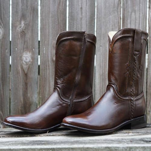 Men's Roper Cowboy Boots, Genuine Leather Men's Cowboy Boots, Western Boots For Men H4003