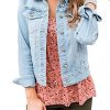 Women's Basic Long Sleeves Button Down Fitted Denim Jean Jackets