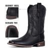 Cowboy Boots for Men - Men's Western Boots with Embroidery, Slip Resistant Square Toe Chunky Heel, Durable and Fashionable Retro