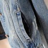 Womens Denim Jackets Distressed Ripped Long Sleeve Jean Jacket Coats