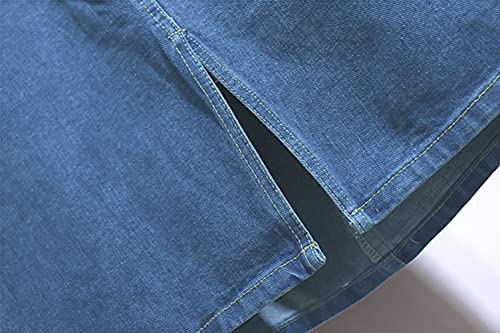 51WB6YXi9xL.jpg Women's Summer Casual Elastic Waist Pockets Work Midi Denim A Line Skirt