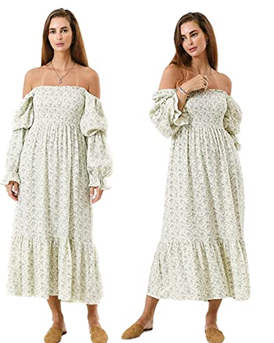Women’s Baby Shower Dress, Nursing Cotton Yuki Dress, Muslin Maternity Gown for Photoshoot