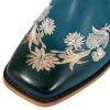 Women's Floral Rhinestones Square Toe Cowboy Boots Western Country Wedding Cowgirl Boots Wide Calf