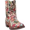 Womens Ingrid Floral Metallic Snip Toe Casual Boots Ankle Low Heel 1-2" - Multi