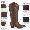Cowboy Boots for Women Cowgirl Boots Embroidered Knee-High Western Boots Pointy Toe with Chunky Heel