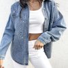 Womens Casual Denim Jacket for Women 2025 Contrast Sequin Long Sleeve Rhinestone Denim Jackets