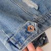 Womens Denim Jackets Distressed Ripped Long Sleeve Jean Jacket Coats