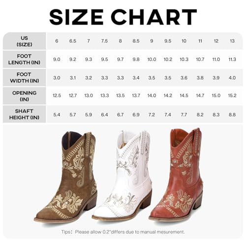 Cowboy Boots for Women - Western Embroidered Cowgirl Boots with Sparkly Rhinestone, Pointed Toe Chunky Heel Side Zipper Vintage