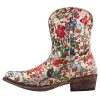 Womens Ingrid Floral Metallic Snip Toe Casual Boots Ankle Low Heel 1-2" - Multi