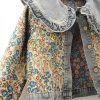 Women’s Sweet Peter Pan Collar Long Sleeve Jacquard Denim Jacket