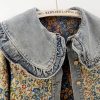Women’s Sweet Peter Pan Collar Long Sleeve Jacquard Denim Jacket