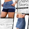 Jean Skorts for Woman High Waisted Stretchy Denim Skirt with Shorts Mini Skirt with Pockets
