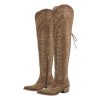 Cowgirl Boots Thigh High Wide Calf Embroidered Western Cowboy Boots