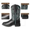 Women Western Boots Hand Painted, Square Toe, Full Grain Cowhide, 4-Layer Composite Sole(PLT203604)