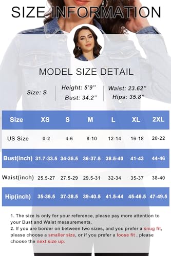 Women's Casual Long Sleeve Stretch Denim Jacket Boyfriend Button Up Jean Jackets with Pockets