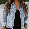 51sxCeJawIL.jpg Womens Boyfriend Washed Crop Denim Jean Jacket Coat