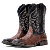 51u99XO8tL.jpg Cowboy Boots Men Square Toe Western Boots Durable Classic Embroidered boot Pull On Slip Resistant Boot