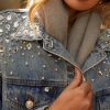 Jean Jacket Women Trendy 2025 Embellished Button Down Vintage Western Trucker Jacket Spring Coat Outfits