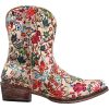 Womens Ingrid Floral Metallic Snip Toe Casual Boots Ankle Low Heel 1-2" - Multi
