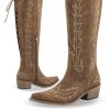 Cowgirl Boots Thigh High Wide Calf Embroidered Western Cowboy Boots