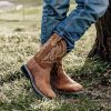 NINGO Men's Western Cowboy Boots Waterproof Square Toe Steel/Soft Toe Work Boots Comfortable Men's Slip On Pull On Safety Toe