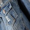 Womens Denim Jackets Distressed Ripped Long Sleeve Jean Jacket Coats